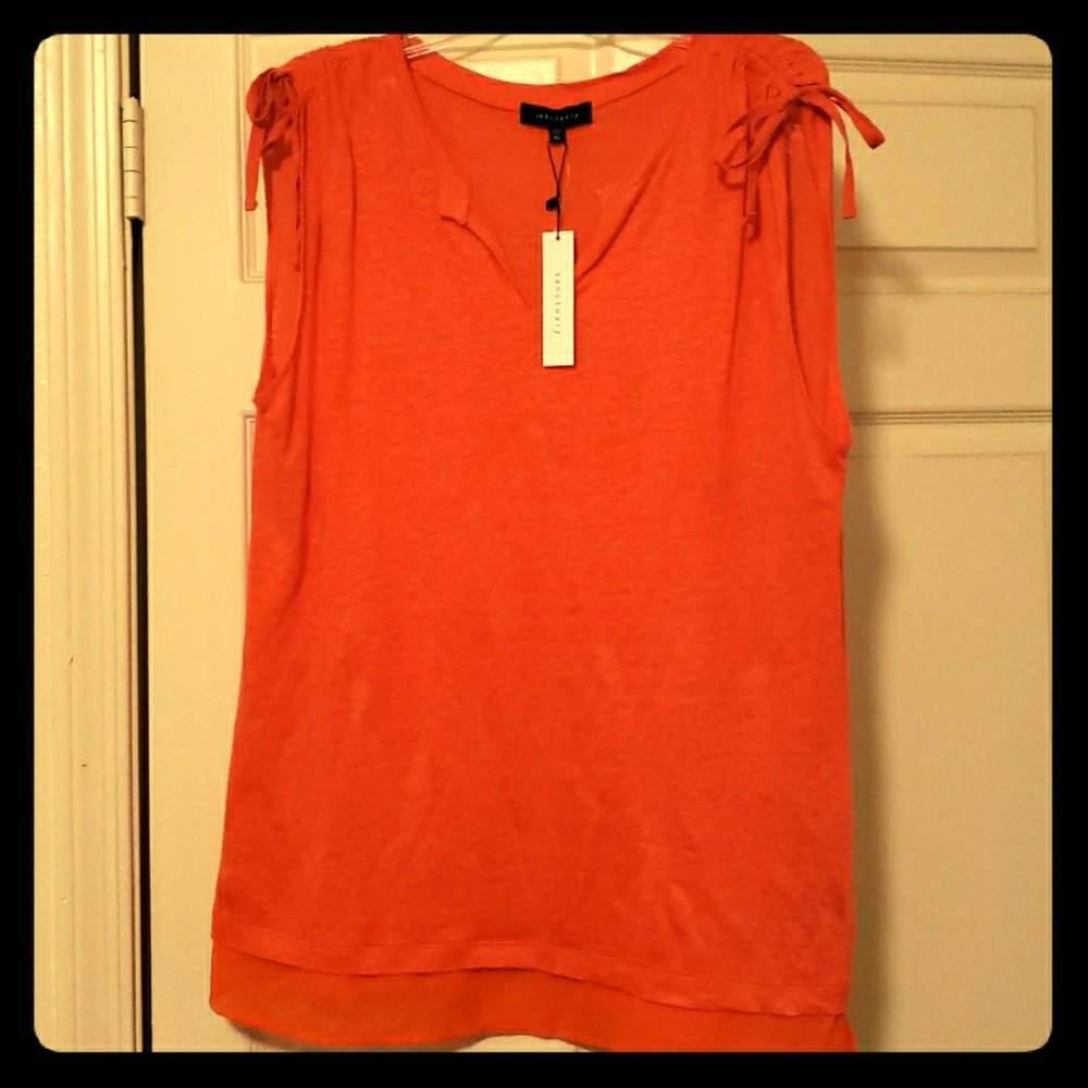 XL Sanctuary Coral linen top NWT